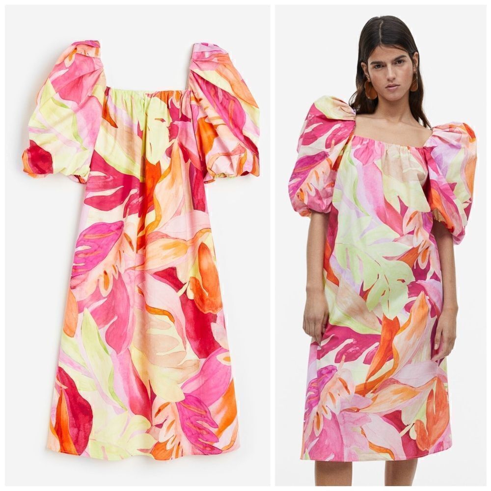 H&M Puff Sleeves Dress Floral New